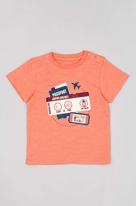 Bavlněné dětské tričko zippy oranžová barva