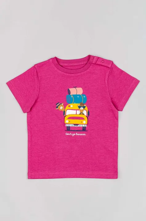 Бавовняна футболка для немовлят zippy колір фіолетовий