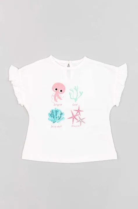 zippy t-shirt bawełniany niemowlęcy kolor biały