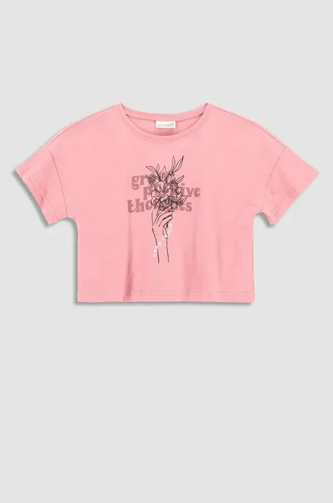 Детска памучна тениска Coccodrillo в лилаво
