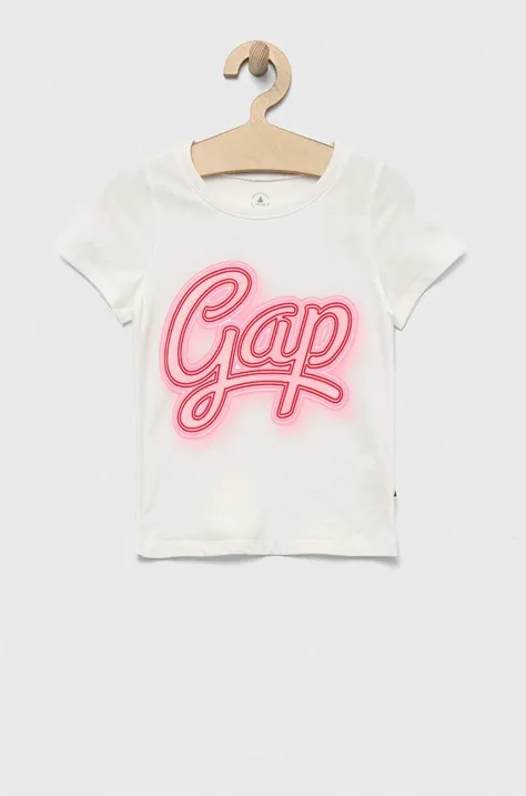 Otroška bombažna kratka majica GAP bež barva