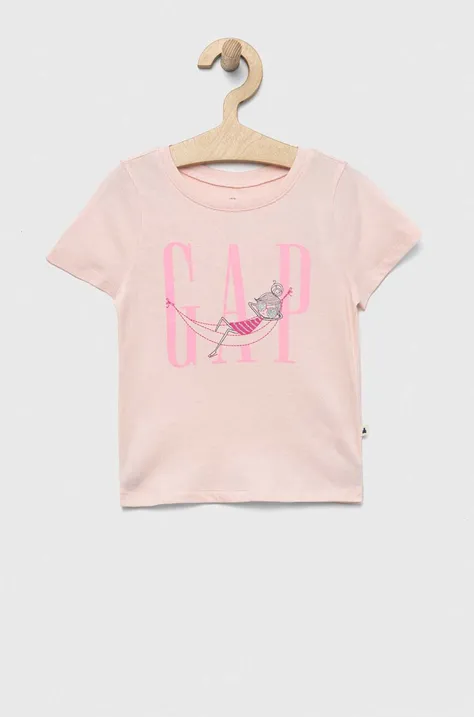 Otroška bombažna kratka majica GAP roza barva