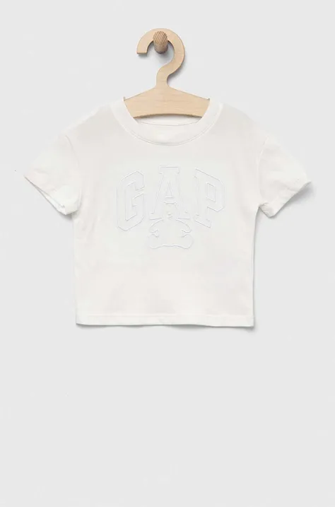 Παιδικό βαμβακερό μπλουζάκι GAP χρώμα: άσπρο