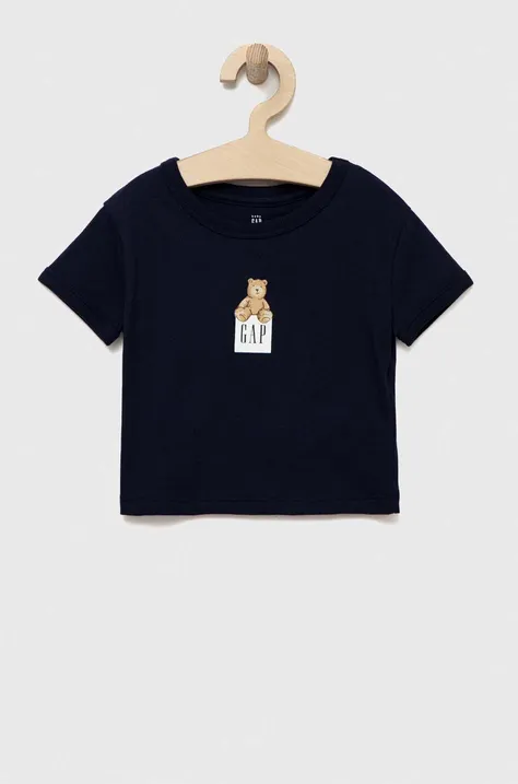 GAP t-shirt bawełniany dziecięcy kolor granatowy