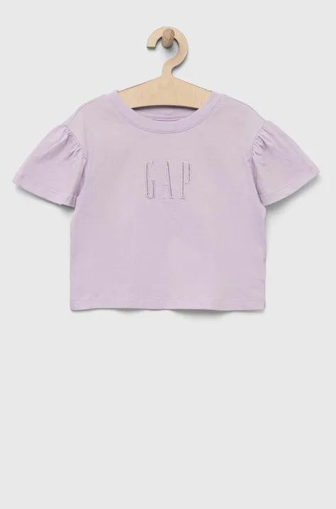 GAP t-shirt bawełniany dziecięcy kolor fioletowy