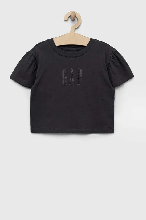 Otroška bombažna kratka majica GAP siva barva