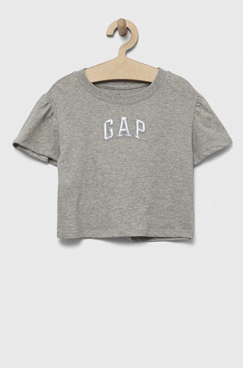 Дитяча бавовняна футболка GAP колір сірий