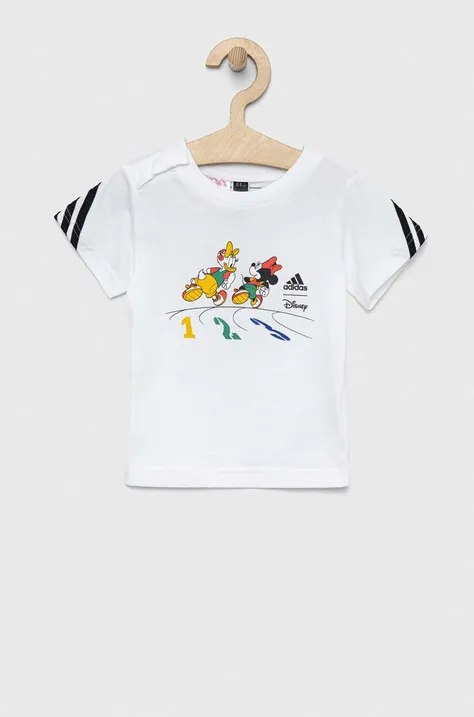 Παιδικό βαμβακερό μπλουζάκι adidas x Disney χρώμα: άσπρο