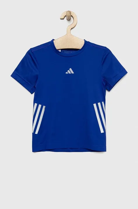 adidas t-shirt dziecięcy U RUN 3S kolor niebieski z nadrukiem
