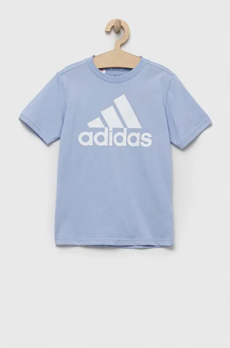 adidas t-shirt bawełniany dziecięcy U BL kolor niebieski z nadrukiem