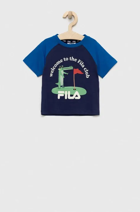 Fila t-shirt bawełniany dziecięcy kolor granatowy wzorzysty
