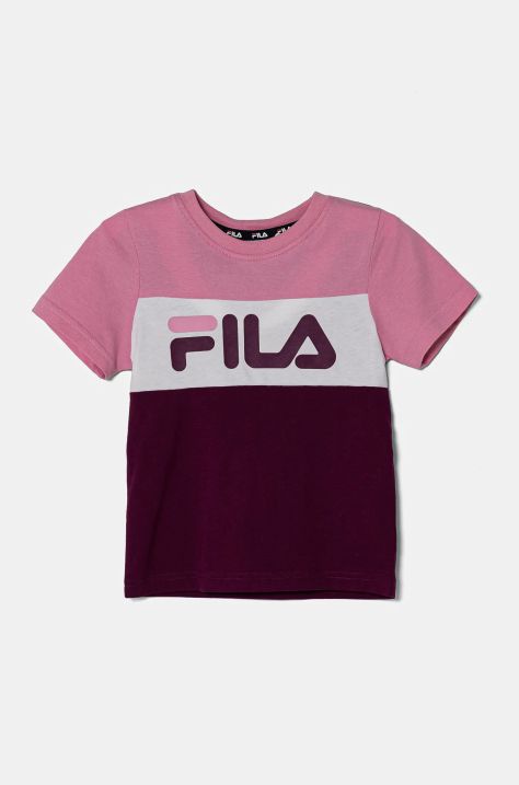 Детская хлопковая футболка Fila цвет розовый узорный