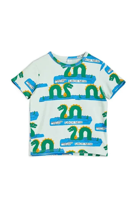 Otroška kratka majica Mini Rodini zelena barva