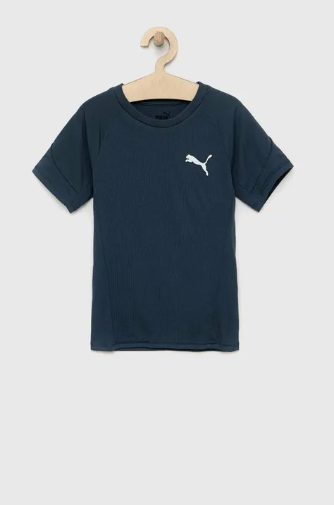 Puma t-shirt dziecięcy EVOSTRIPE Tee B kolor niebieski z nadrukiem