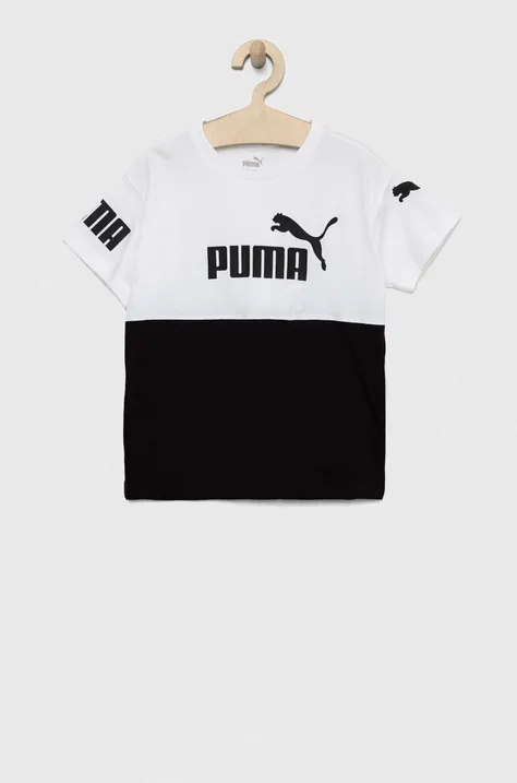 Дитяча бавовняна футболка Puma PUMA POWER Tee B колір білий з принтом