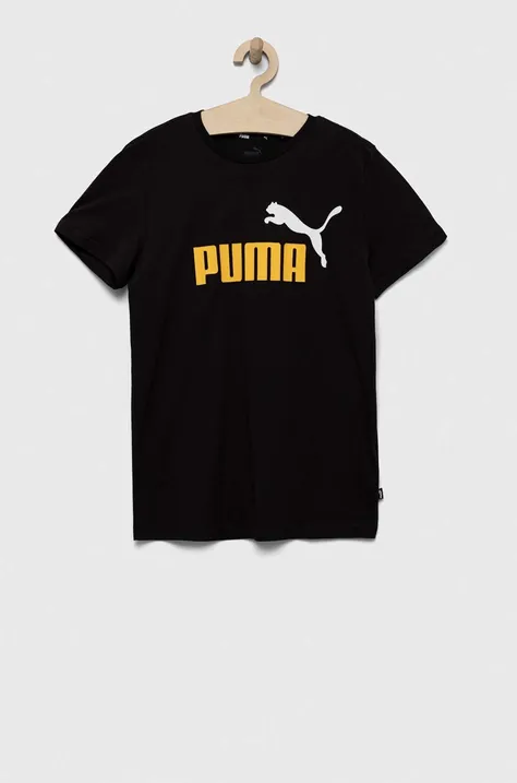 Puma t-shirt bawełniany ESS+ 2 Col Logo Tee B kolor czarny z nadrukiem