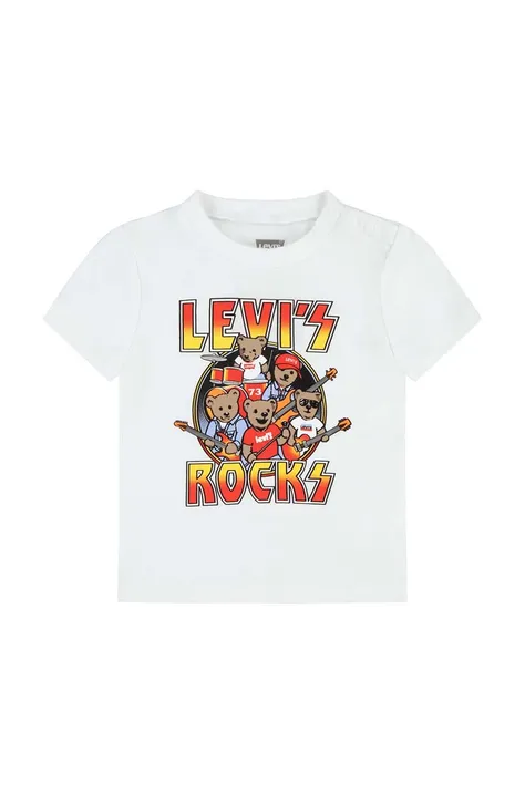 Детска памучна тениска Levi's в бяло с принт