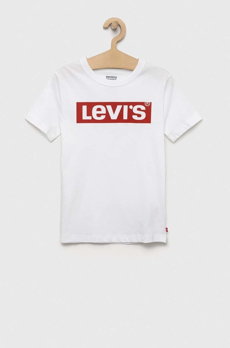 Levi's t-shirt bawełniany dziecięcy kolor biały z nadrukiem