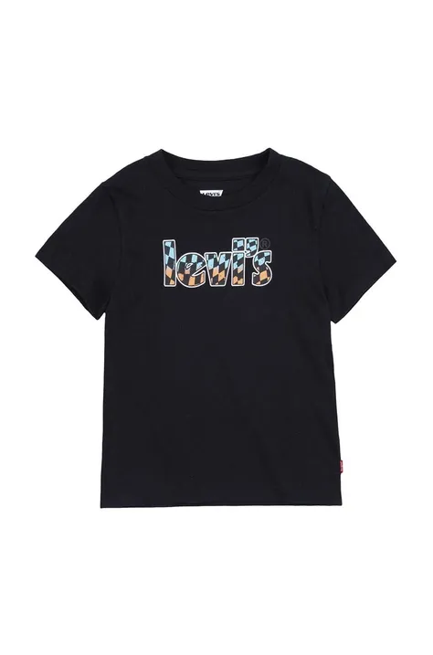 Levi's t-shirt bawełniany dziecięcy kolor czarny z nadrukiem
