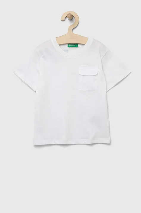 United Colors of Benetton t-shirt bawełniany dziecięcy kolor biały z nadrukiem