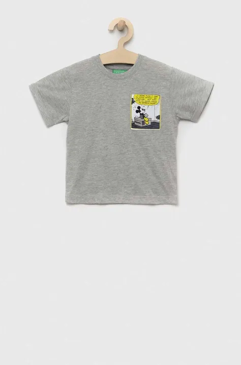 Детская футболка United Colors of Benetton цвет серый с аппликацией