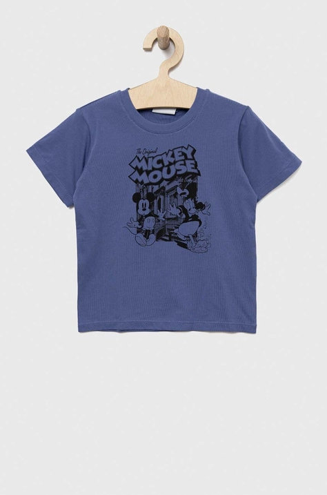 United Colors of Benetton t-shirt bawełniany dziecięcy x Disney kolor niebieski z nadrukiem