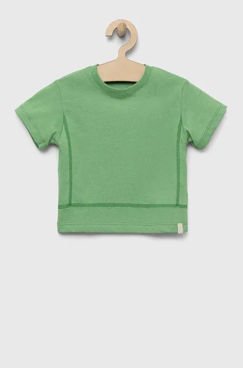 Дитяча футболка United Colors of Benetton колір зелений однотонний