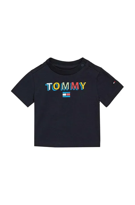 Majica kratkih rukava za bebe Tommy Hilfiger boja: tamno plava, s tiskom