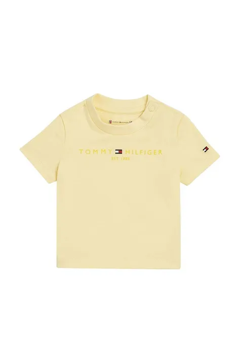 Tričko pre bábätko Tommy Hilfiger žltá farba, s potlačou