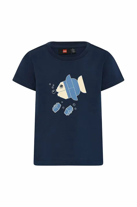 Otroška kratka majica Lego mornarsko modra barva