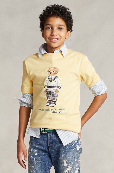 Παιδικό βαμβακερό μπλουζάκι Polo Ralph Lauren χρώμα: κίτρινο