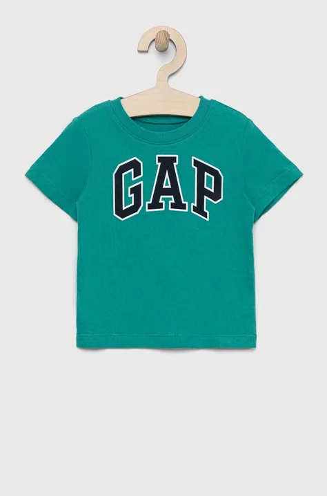 GAP t-shirt bawełniany dziecięcy kolor zielony z nadrukiem