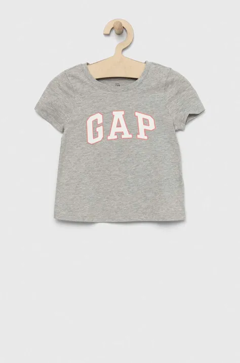 Παιδικό βαμβακερό μπλουζάκι GAP χρώμα: γκρι