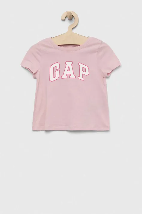 GAP t-shirt bawełniany dziecięcy kolor różowy z nadrukiem