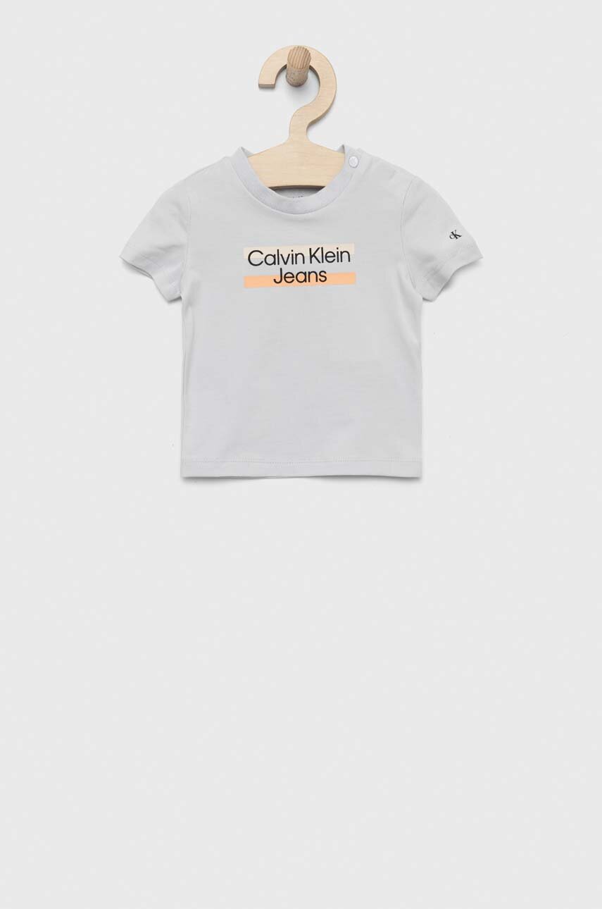 Calvin Klein Jeans t-shirt dziecięcy kolor szary z nadrukiem