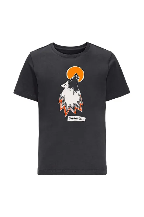 Παιδικό βαμβακερό μπλουζάκι Jack Wolfskin WOLF & VAN T B χρώμα: μαύρο