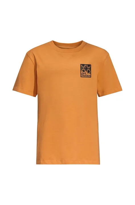 Detské bavlnené tričko Jack Wolfskin TEEN EXPLORING T B žltá farba, s potlačou