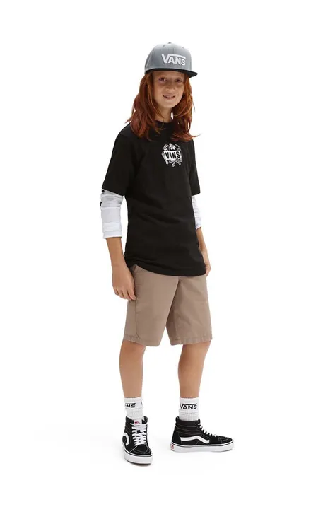 Vans t-shirt bawełniany dziecięcy BONE YARD SS Black kolor czarny z nadrukiem