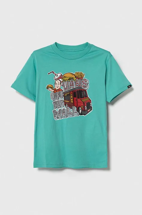 Vans t-shirt bawełniany dziecięcy VAN DOREN BBQ SS WATERFALL kolor turkusowy z nadrukiem