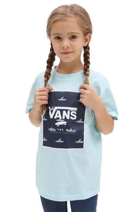 Παιδικό βαμβακερό μπλουζάκι Vans BY PRINT BOX KIDS BLUE GLOW/DRESS