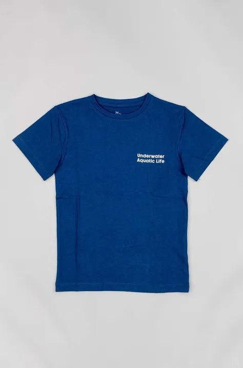 Детская хлопковая футболка zippy цвет синий с принтом