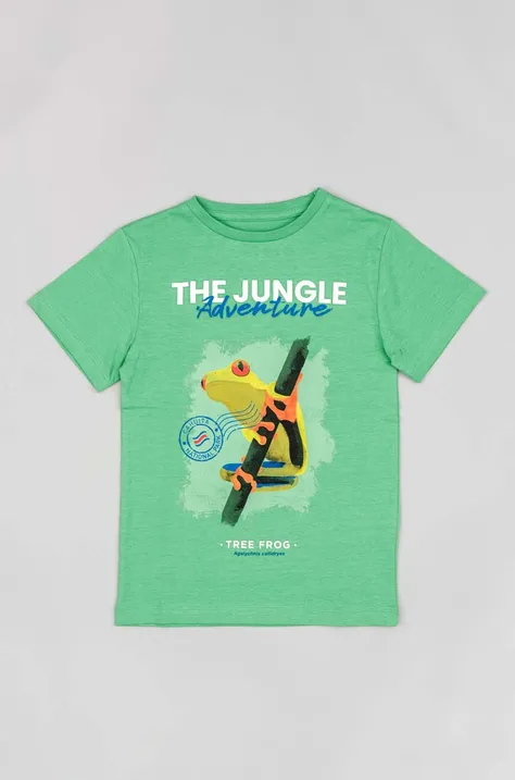 zippy t-shirt bawełniany dziecięcy kolor zielony z nadrukiem