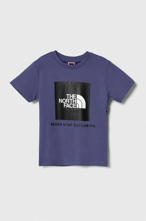The North Face t-shirt bawełniany dziecięcy kolor niebieski z nadrukiem
