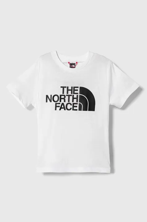 Дитяча бавовняна футболка The North Face колір білий з принтом