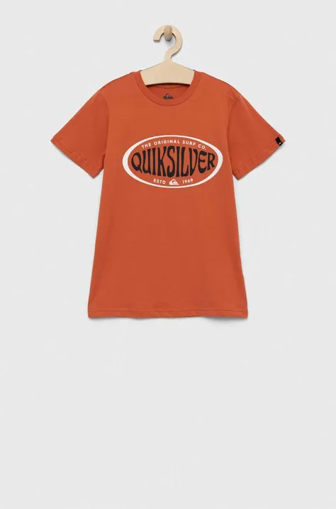 Quiksilver t-shirt bawełniany dziecięcy kolor pomarańczowy z nadrukiem