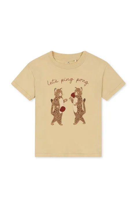 Παιδικό βαμβακερό μπλουζάκι Konges Sløjd χρώμα: μπεζ
