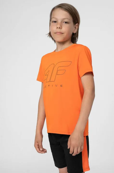 4F t-shirt dziecięcy kolor pomarańczowy z nadrukiem