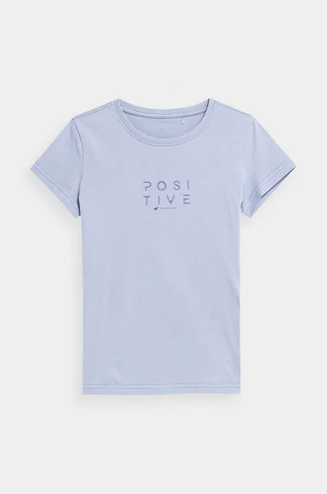 4F t-shirt bawełniany dziecięcy kolor niebieski z nadrukiem
