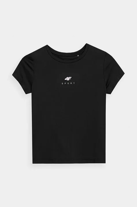 Дитяча футболка 4F колір чорний з принтом