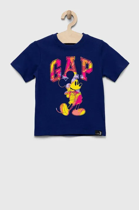 GAP t-shirt bawełniany dziecięcy x Disney kolor granatowy z nadrukiem